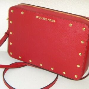 Michael Kors Sandrine Stud Large EW  Crossbody Bag with Gold Studs